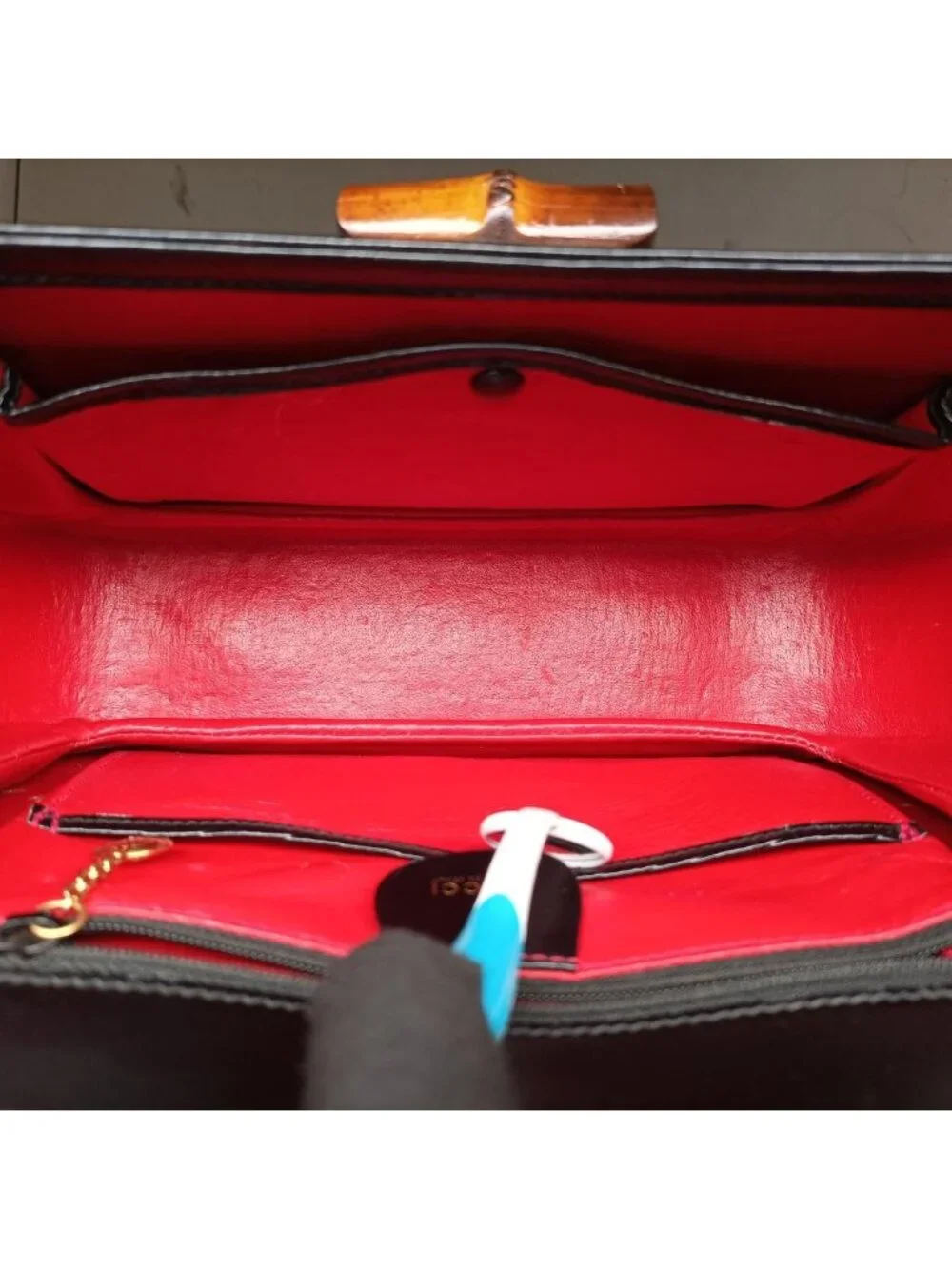 Gucci Bamboo Black Leather Handbag